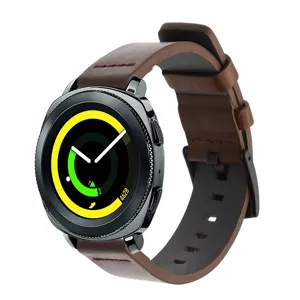 Echt lederen horlogeband vervanging bruine band compatibel met smartwatch 20mm 22mm