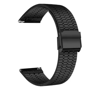 Detailed view of the black stainless steel watch strap, showing the seven-bead link texture.