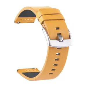Echt lederen horlogeband vervangingsband met zilveren gesp voor smartwatch 20mm 22mm