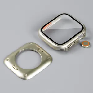Χρυσή θήκη ρολογιού συμβατή με στυλ Apple Watch Ultra, σκληρή θήκη PC με γυαλί.