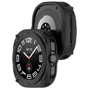 Black rugged protective case detail view for smartwatch, durable TPU anti-fall armor design.
