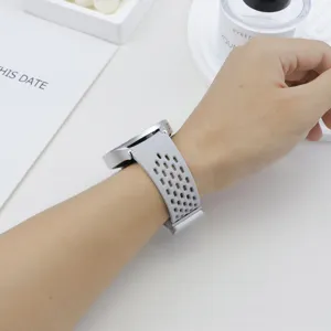 Silicone mesh replacement watch strap with magnetic folding clasp and protective PC case.
