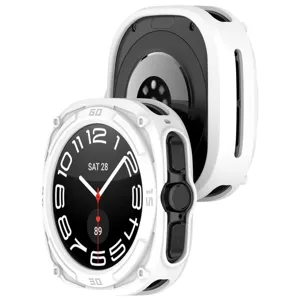 White TPU armor protective case for Samsung Watch Ultra 47mm, rugged bumper detail view.
