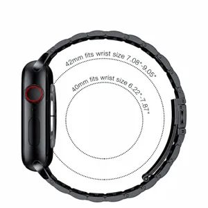 Bracelet de montre en métal acier inoxydable avec boucle déployante pour Apple Watch.