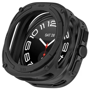 Detailed view of the black rugged TPU protective watch case, shockproof and durable design.
