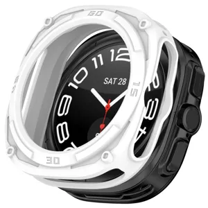 Protective TPU bumper case for Samsung Watch Ultra 47mm, rugged white shell design for sports.