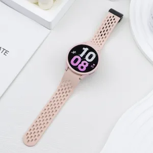 Silicone mesh watch strap and PC hollow case set compatible with Samsung Watch series.