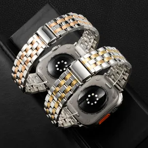 Stainless steel five-bead metal watch band replacement strap for Apple Watch Ultra 49mm
