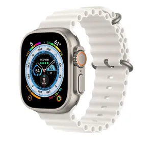 Antallaktiko louri rologiou ocean apo silikoni gia apple smart watch ultra lefko