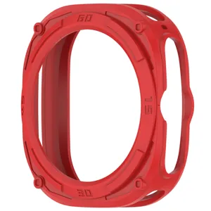 Red TPU rugged protective case for 47mm smartwatch, shockproof armor cover design.