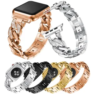 Cinturino di Ricambio per Orologio in Lega di Zinco con Strass da Donna per Smartwatch Cinturino a Catena Metallica Accessorio di Lusso