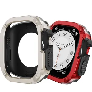 Robustes PC TPU Schutzgehaeuse fuer Apple Watch 42mm 46mm, stossfeste Ruestungsdesign Detailansicht.