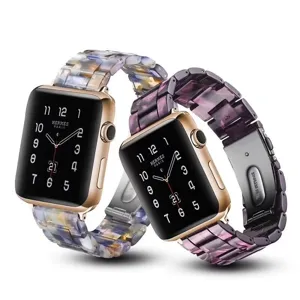 Resin marble leopard watch band strap replacement compatible with Apple Watch smart watch accessories