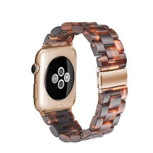 Replacement resin watch strap with marble leopard print design compatible with Apple Watch 38mm.