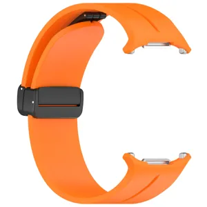 Orange silicone watch strap replacement for Samsung Galaxy Watch Ultra 47mm with magnetic buckle