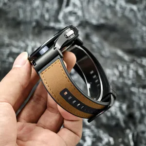 Ersatz Silikon Leder Uhrenarmband kompatibel mit Samsung Galaxy Watch, langlebig täglich.