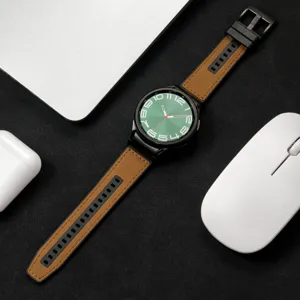 Silikon Leder Uhrenarmband Detailansicht, flexibles Dual Material Design für Alltag.