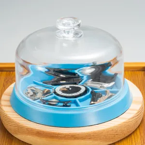 Copertura antipolvere per orologio con vassoio, cupola trasparente per strumenti di riparazione.