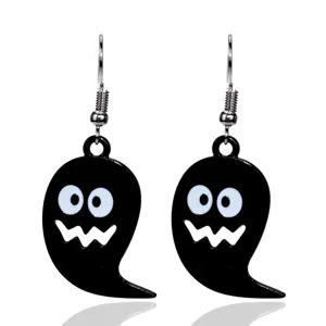 Zwarte Halloween geest oorbellen grappige emaille sieraden cadeaus voor vrouwen en meisjes