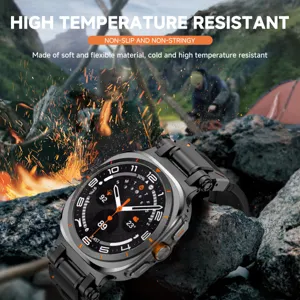 Detailed view of rugged TPU silicone replacement watch strap with metal connector for outdoor sports.