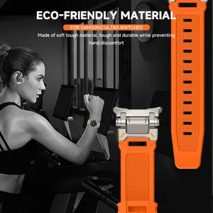Replacement silicone watch strap with metal connector for Samsung Galaxy Watch Ultra sports.