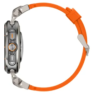 Replacement rugged silicone watch strap with metal connector for sports smartwatch style.