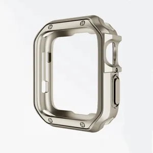 Custodia protettiva in metallo compatibile con Apple Watch, paraurti colore titanio.