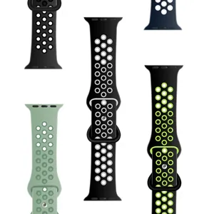 Detailansicht atmungsaktiver Silikon-Uhrenarmbänder mit Perforation für Sport und Freizeit.