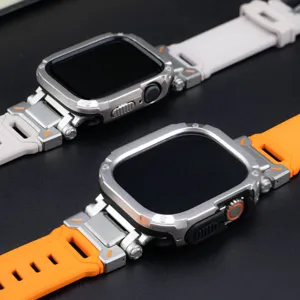 Robustes TPU Uhrenarmband und Metall Schutzgehause Set fur Apple Watch Ultra Detailansicht.
