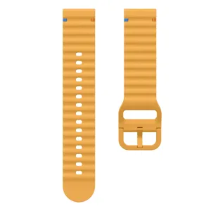 Silicone watch strap with ribbed texture and colorful stitching, universal 20mm 22mm replacement.