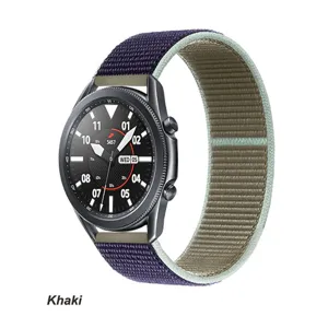 Nylon lus geweven sport horlogeband compatibel met universele smartwatches khaki