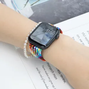 Cinturino intrecciato colorato di ricambio compatibile con smartwatch Apple Watch stile.