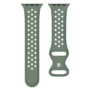 Atmungsaktives Silikon-Ersatzarmband für Smartwatch, olivgrünes Sportarmband mit Löchern.