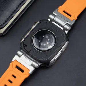 Funda protectora resistente y correa de TPU naranja compatible con Apple Watch Ultra, diseño.