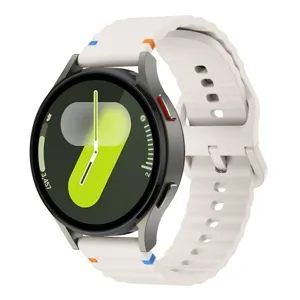 Replacement silicone watch band with wavy design, durable and comfortable for daily sports and wear.