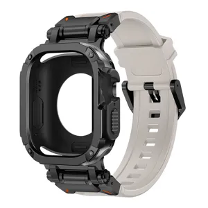 Conjunto de funda protectora robusta y correa de silicona para smartwatch antigolpes.