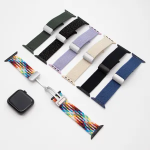 Cinturino per orologio intrecciato con fibbia pieghevole magnetica per smartwatch ricambio