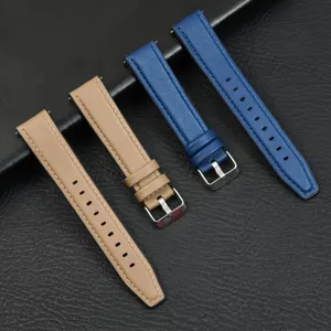 Vervanging lederen horlogeband universele snelsluiting polsband voor smartwatch met metalen gesp.