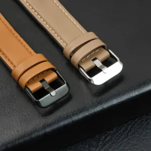 Universele vervangende lederen horlogeband, comfortabele en zachte band met metalen gesp.