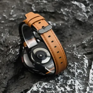 Universele lederen horlogeband met siliconen basis snelsluiting vervangende band voor smartwatch