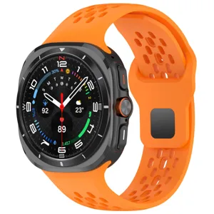 Replacement silicone strap for smartwatch breathable perforated sports watch band orange