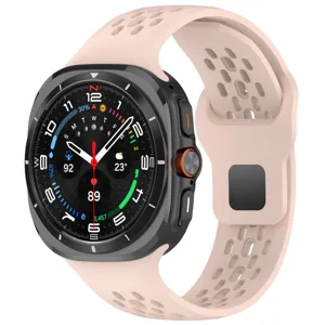 Silicone sports strap for Samsung Galaxy Watch Ultra, breathable pink band design.