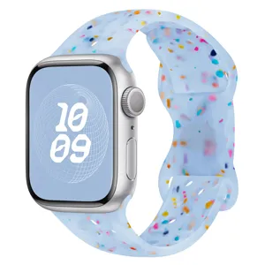 Bracelet de montre en silicone confettis compatible Apple Watch Ultra, coloré et respirant.
