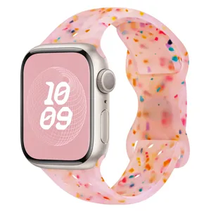 Bracelet de montre en silicone à confettis colorés pour Apple Watch Ultra 8 7 6 5 SE, rose