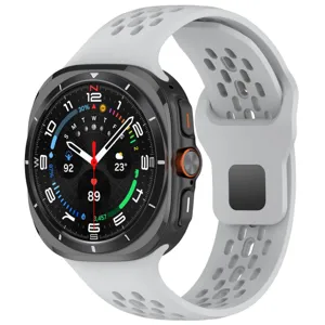 Rugged smartwatch with white breathable silicone band and sports multi-function dial details.
