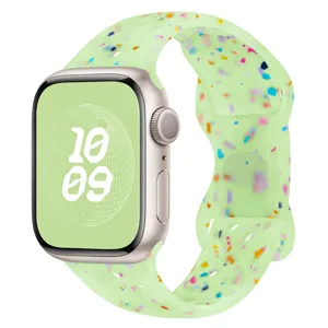 Bracelet de montre de sport en silicone à confettis colorés compatible avec Apple Watch, vert.