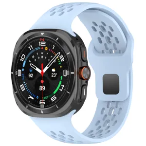 Replacement silicone sport band with breathable holes for smartwatch, comfortable wear.