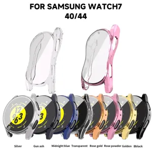 Funda Protectora de TPU Galvanizado para Samsung Galaxy Watch 7 Cubierta de Reloj Suave Hueca Todo Incluido Accesorios