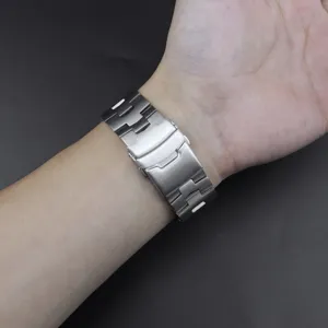 22mm Titanium watch strap replacement band with push button clasp detail view for smart watch
