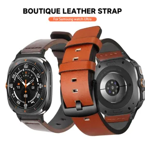 Cinturino per orologio in pelle compatibile con Samsung Galaxy Watch Ultra, fibbia in metallo.